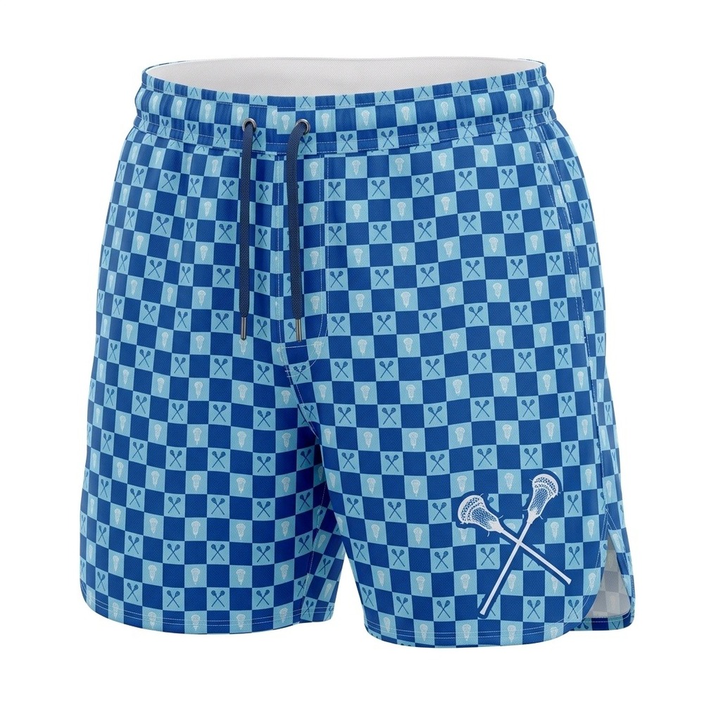 ChalkTalk Sports Womens Blue Checkered Lacrosse Athletic Shorts NWT Size S